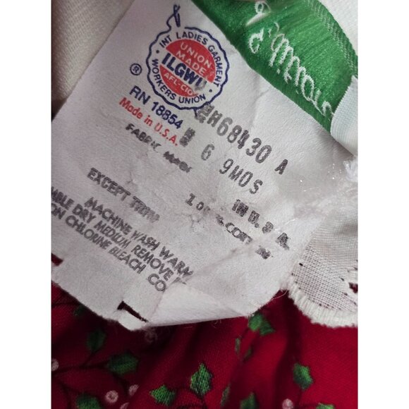 ❤️Vintage Rare Editions Red Holly Christmas Dress Cotton 6-9 Months - Picture 5 of 11